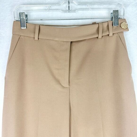 Zara Buttoned Wide Leg Pants Size XS NWT High Waist Camel Tan - Picture 3 of 7